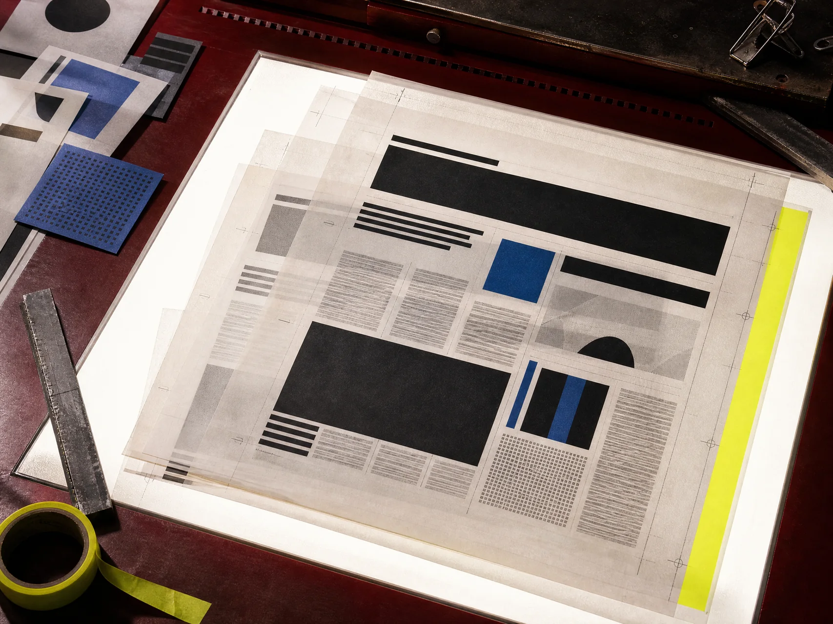 Physical analytical model assembled from newspaper columns